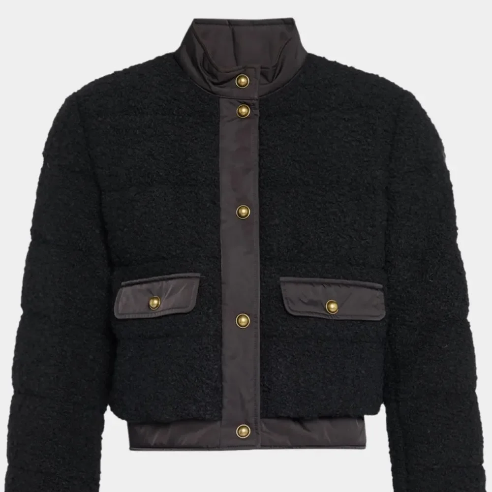 Moncler Blandy Tweed Short Down Jacket Black Size Small NWT - Picture 2 of 6
